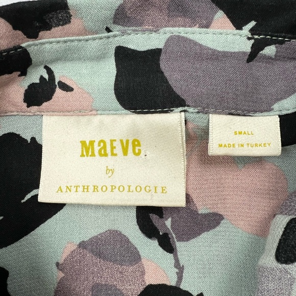 Anthropologie Maeve Rita Floral Tunic Blouse Top Longline Button Up Oversized S - Picture 7 of 12
